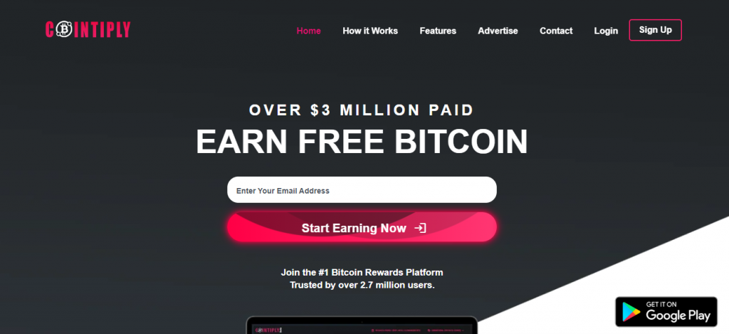 Kiếm bitcoin miễn phí với Cointiply