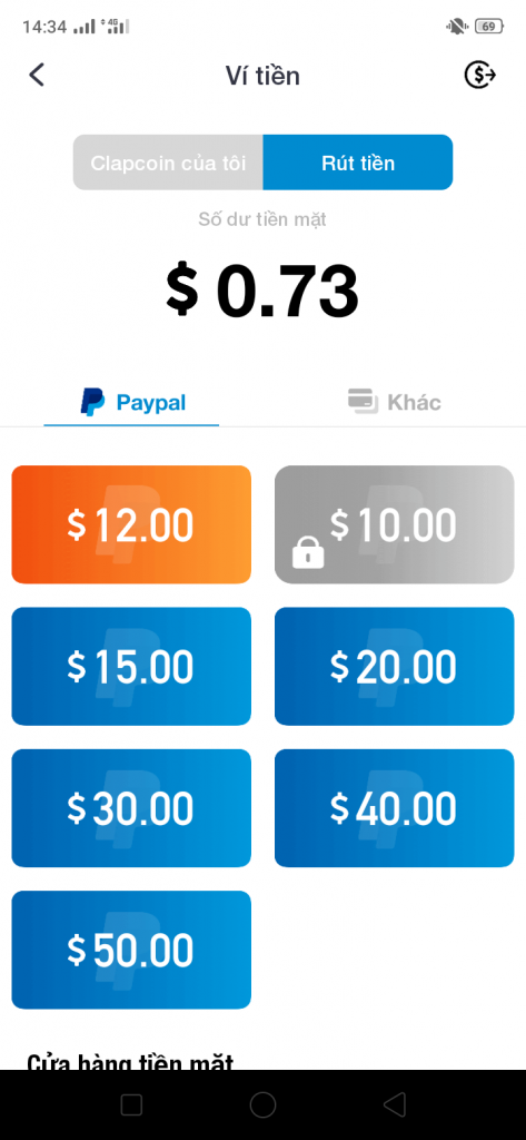 rút tiền paypal trong ClipClaps