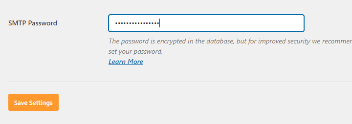 nhập smtp password vào ô tương ứng