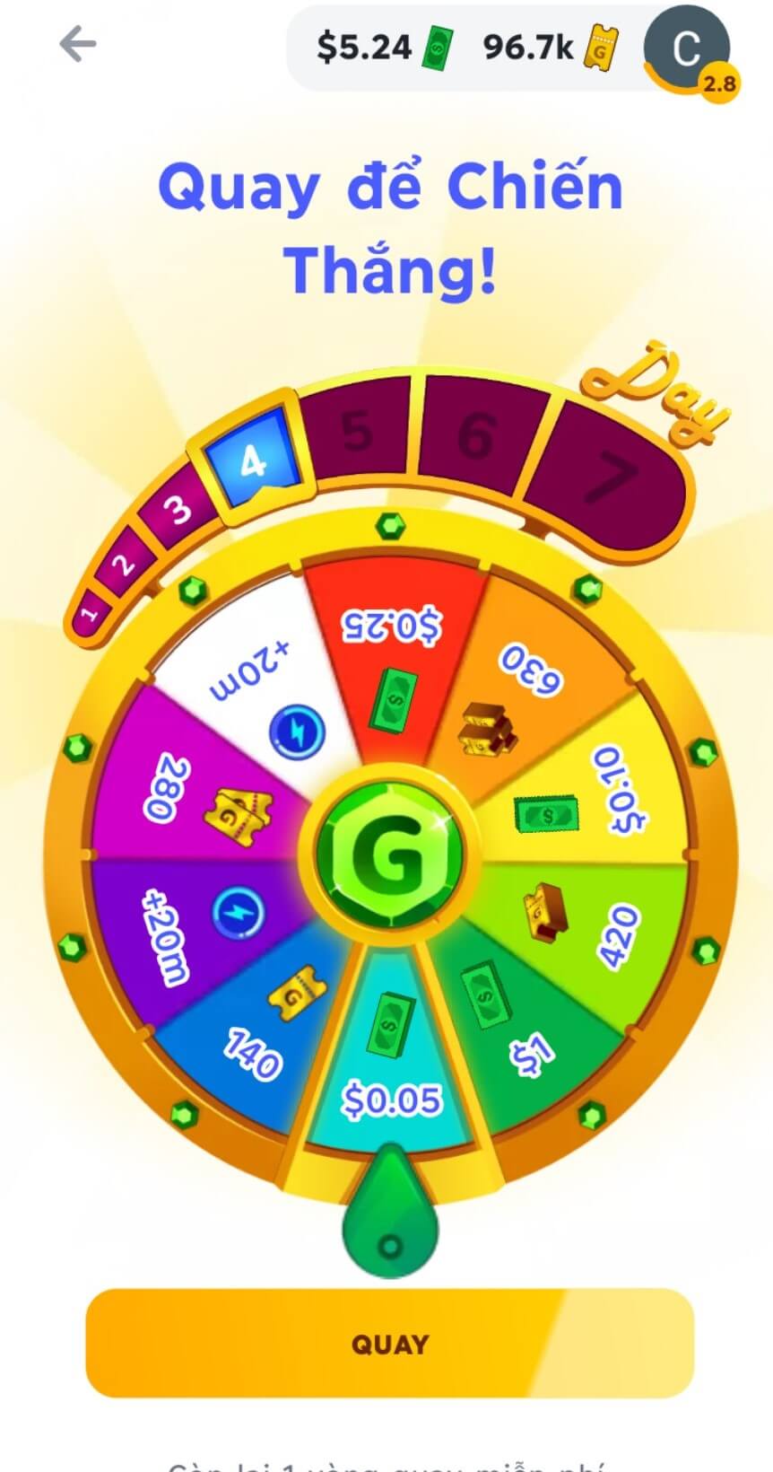 vòng xoay may mắn trong gamee prizes