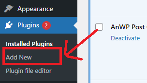Chọn add new plugin từ trang quản trị wordpress